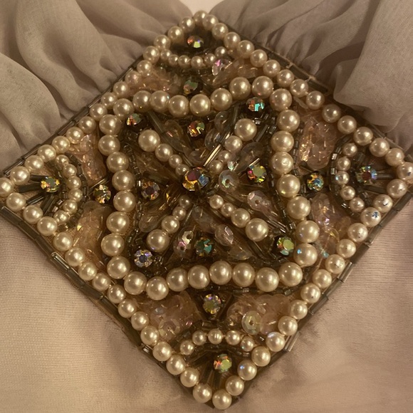 Jack Bryan vintage 1960s Gray Gown with Jeweled Bodice and Cape - Picture 11 of 13